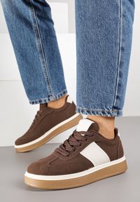 Born2be - Brązowe Sneakersy w Stylu Tenisówek Larrive. Okazja: na co dzień. Kolor: brązowy. Materiał: jeans, dresówka