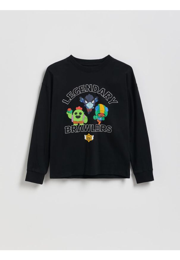 Reserved - Longsleeve Brawl Stars - czarny. Kolor: czarny. Materiał: bawełna, dzianina. Długość rękawa: długi rękaw