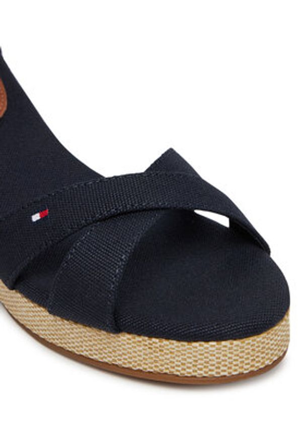TOMMY HILFIGER - Tommy Hilfiger Sandały Flag Criss-Cros Mid Wedge Espad FW0FW08481 Granatowy. Kolor: niebieski. Materiał: materiał