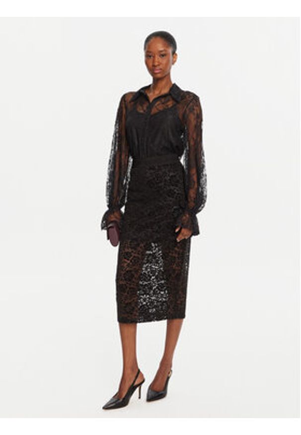 KAOS Koszula Camicie RI1TZ004 0001 Czarny Regular Fit. Kolor: czarny. Materiał: syntetyk