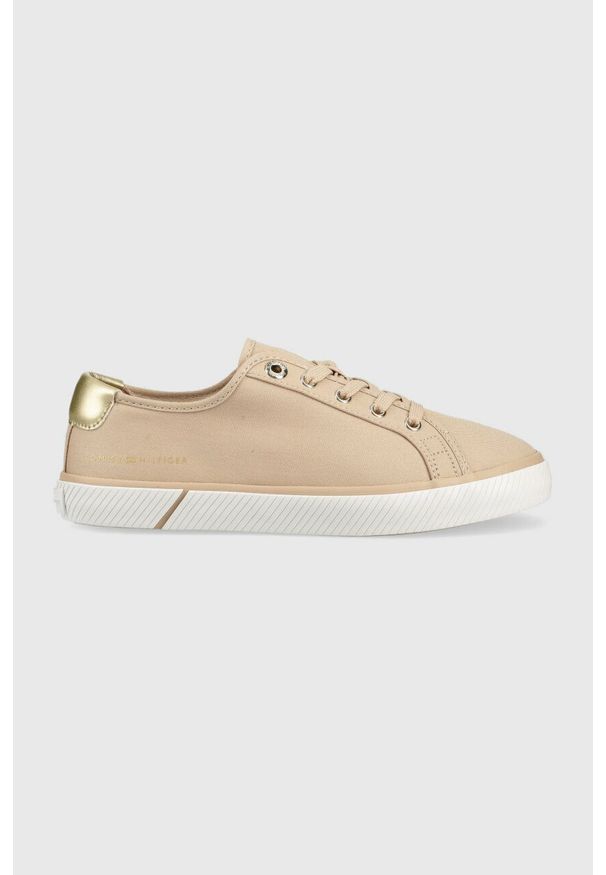 TOMMY HILFIGER - Tommy Hilfiger tenisówki LACE UP VULC SNEAKER damskie kolor beżowy FW0FW06957. Kolor: beżowy. Materiał: guma
