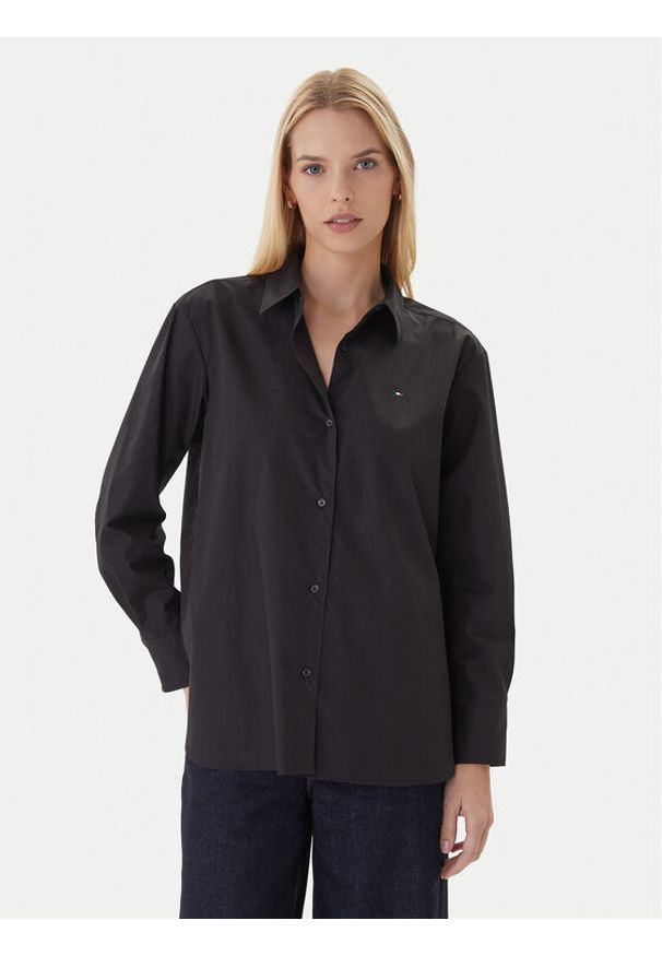 TOMMY HILFIGER - Tommy Hilfiger Koszula WW0WW45612 Czarny Relaxed Fit. Kolor: czarny. Materiał: bawełna