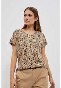 MOODO - T-shirt z ozdobnym tyłem ciemnobeżowy. Kolor: beżowy. Materiał: bawełna #1