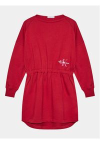 Calvin Klein Jeans Sukienka dzianinowa Monogram IG0IG02316 Czerwony Relaxed Fit. Kolor: czerwony. Materiał: bawełna