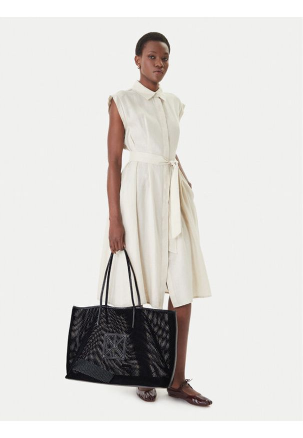 Calvin Klein Torebka Emblem Mesh Xl Tote LV04F3422G Czarny. Kolor: czarny