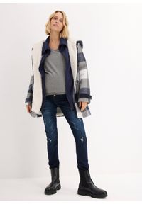 bonprix - "Dżinsy ciążowe ""destroyed look"", SKINNY". Kolekcja: moda ciążowa. Kolor: niebieski