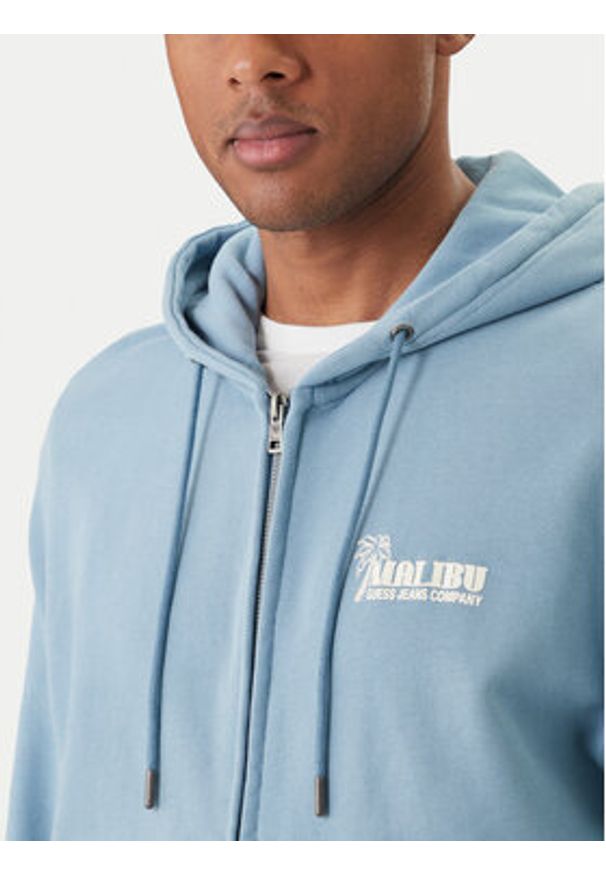 Guess Jeans Bluza M6GQB6 KCPR1 Niebieski Boxy Fit. Kolor: niebieski. Materiał: bawełna