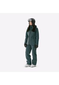 WEDZE - Kurtka narciarska i snowboardowa damska Quechua FR 500. Kolor: zielony, niebieski, wielokolorowy. Materiał: materiał. Sezon: zima. Sport: narciarstwo, snowboard