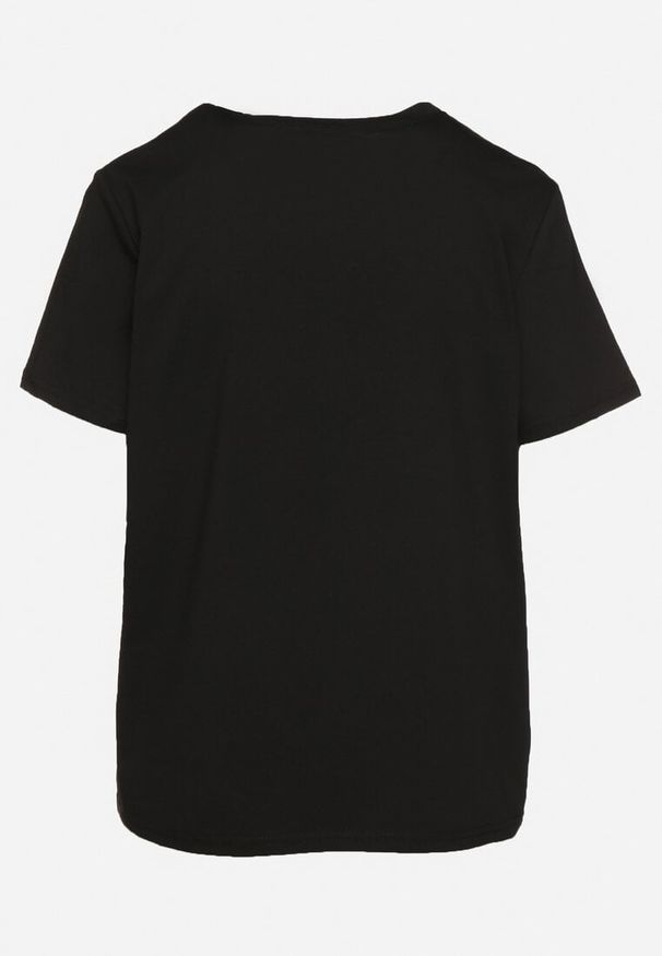 Born2be - Czarny T-shirt z Bawełny o Kroju Oversize z Nadrukiem z Zebrą Naliviel. Okazja: na co dzień. Kolor: czarny. Materiał: bawełna. Wzór: nadruk, motyw zwierzęcy. Styl: klasyczny, elegancki, casual