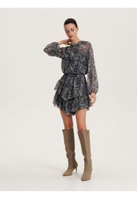 Reserved - Sukienka mini z falbanami - wielobarwny. Materiał: tkanina. Długość: mini #1