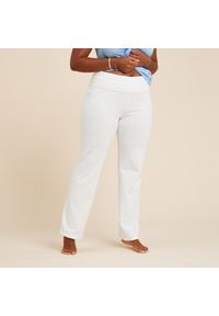 KIMJALY - Spodnie do jogi damskie Kimjaly. Kolekcja: moda ciążowa. Kolor: biały. Materiał: materiał, bawełna, elastan. Sport: joga i pilates #1