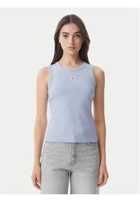Calvin Klein Jeans Top LV047C201G Niebieski jasny Slim Fit. Kolor: niebieski. Materiał: bawełna #1