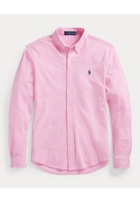 Ralph Lauren - RALPH LAUREN - Różowa koszula Featherweight Mesh Custom Fit. Typ kołnierza: polo. Kolor: różowy, wielokolorowy, fioletowy. Materiał: mesh. Długość rękawa: długi rękaw. Długość: długie. Wzór: haft, ze splotem #4