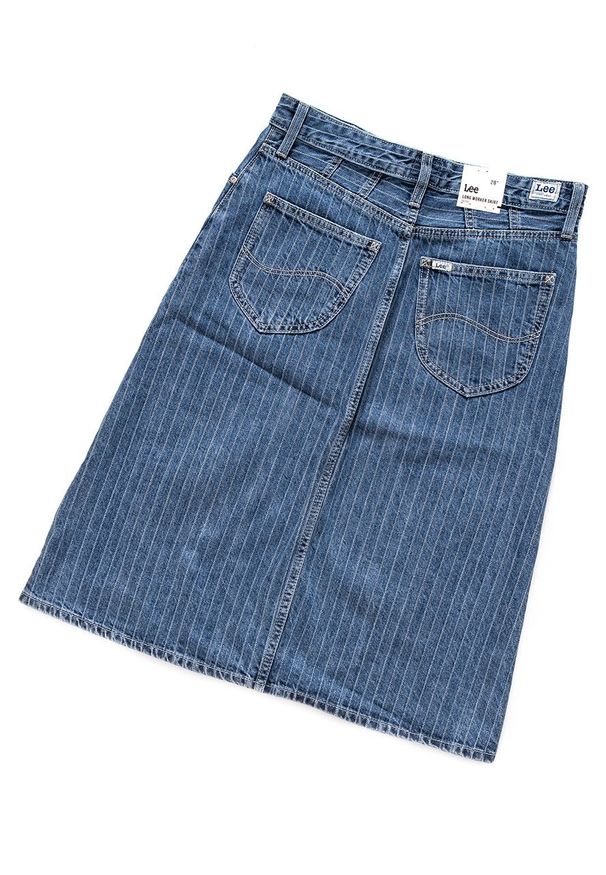 Lee - SPÓDNICA JEANSOWA LEE LONG WORKER SKIRT L38CEJLZ 112108139. Materiał: jeans. Wzór: paski