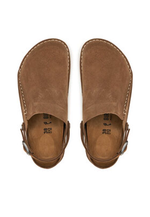 Birkenstock Klapki Lutry Premium 1025297 Beżowy. Kolor: beżowy. Materiał: skóra, nubuk