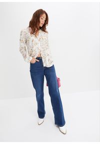 bonprix - Bluzka z czystej wiskozy. Typ kołnierza: kołnierzyk stójkowy, dekolt w serek. Kolor: biały. Materiał: wiskoza. Długość rękawa: długi rękaw. Długość: długie. Wzór: nadruk. Styl: elegancki #2