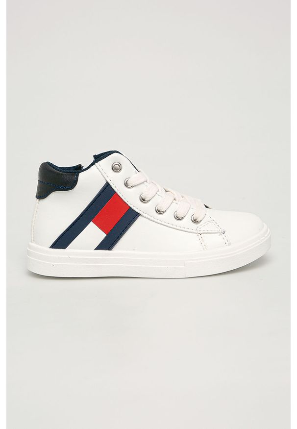 TOMMY HILFIGER - Tommy Hilfiger - Buty dziecięce. Zapięcie: sznurówki. Kolor: biały. Materiał: syntetyk, materiał, skóra ekologiczna, guma. Szerokość cholewki: normalna