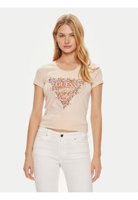 Guess T-Shirt W4YI72 J1314 Różowy Slim Fit. Kolor: różowy. Materiał: bawełna