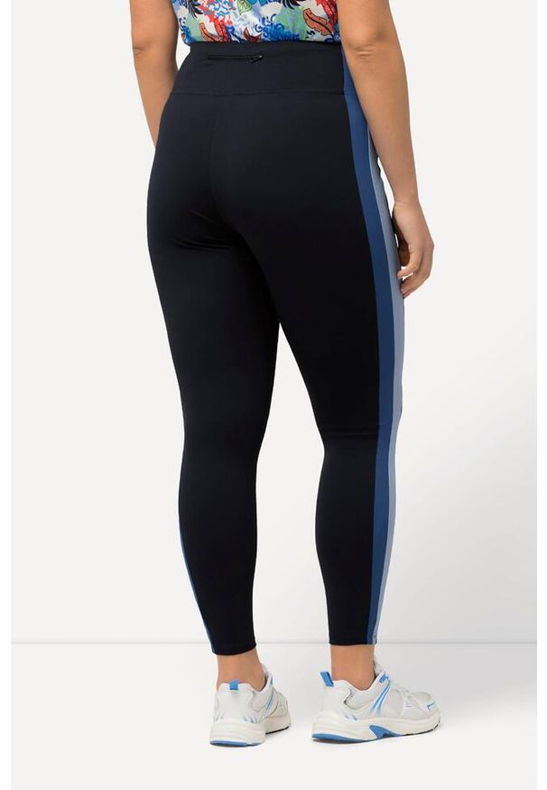 ULLA POPKEN - Damskie Sportowe legginsy szybkoschnące wysoki stan. Stan: podwyższony. Kolekcja: plus size. Kolor: niebieski. Materiał: elastan, poliamid, materiał