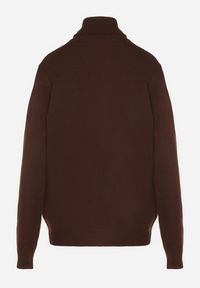 Born2be - Brązowy Casualowy Golf z Wełną o Prostym Kroju Reiselia. Okazja: na co dzień. Typ kołnierza: golf. Kolor: brązowy. Materiał: wełna. Styl: casual #4