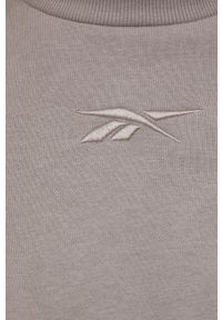 Reebok bluza H51846 damska kolor beżowy gładka. Kolor: beżowy. Materiał: włókno, dzianina, materiał. Długość rękawa: długi rękaw. Długość: długie. Wzór: gładki #3
