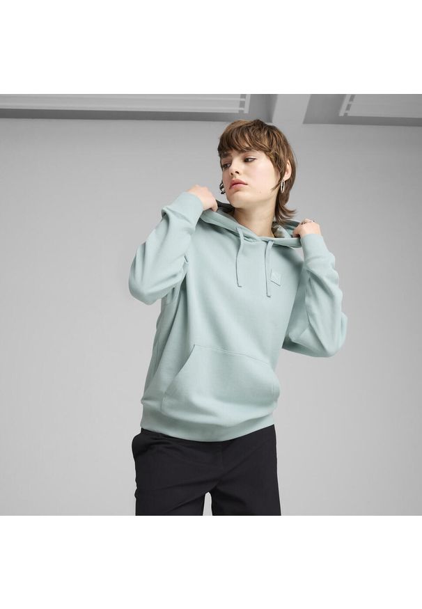 Puma - Damska wygodna bluza z kapturem ESS ELEVATED PUMA Modern Mint Green. Typ kołnierza: kaptur. Kolor: zielony. Sport: bieganie