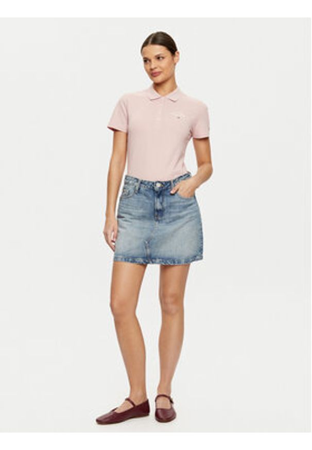 TOMMY HILFIGER - Tommy Hilfiger Polo WW0WW43930 Różowy Slim Fit. Typ kołnierza: polo. Kolor: różowy. Materiał: bawełna