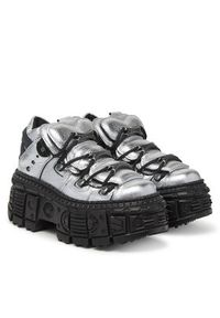 NEW ROCK Botki M-106WALL-C16 Srebrny. Kolor: srebrny. Materiał: skóra. Styl: rockowy
