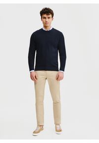 Pako Lorente - PAKO LORENTE – Granatowy sweter męski. Kolor: oliwkowy, niebieski. Materiał: bawełna. Wzór: gładki. Sezon: wiosna
