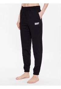 DKNY Spodnie piżamowe YI2822629 Czarny Regular Fit. Kolor: czarny. Materiał: syntetyk