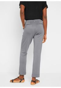 Spodnie slacks ze stretchem Straight Fit bonprix szary. Kolor: szary. Materiał: materiał. Długość: krótkie #2