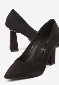 Renee - Czarne Czółenka na Słupku Vices z Wkładką ze Skóry Naturalnej Rocce. Kolor: czarny. Materiał: skóra. Obcas: na słupku. Styl: elegancki #5