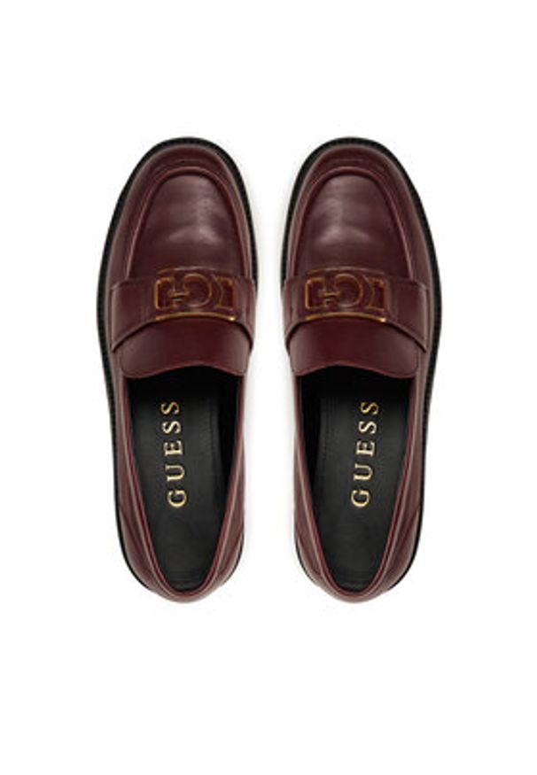 Guess Loafersy FLTSH3 LEA14 Bordowy. Kolor: czerwony. Materiał: skóra