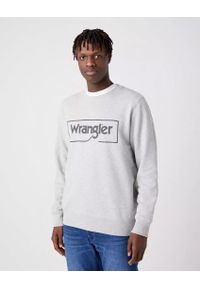 Wrangler - WRANGLER FRAME LOGO CREW MĘSKA BLUZA NADRUK MID GREY W662HAX37 112320241. Wzór: nadruk