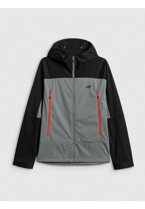 4f - 4F Kurtka softshell wiatroodporna membrana 8000 męska - czarna L. Kolor: czarny. Materiał: softshell. Długość: długie