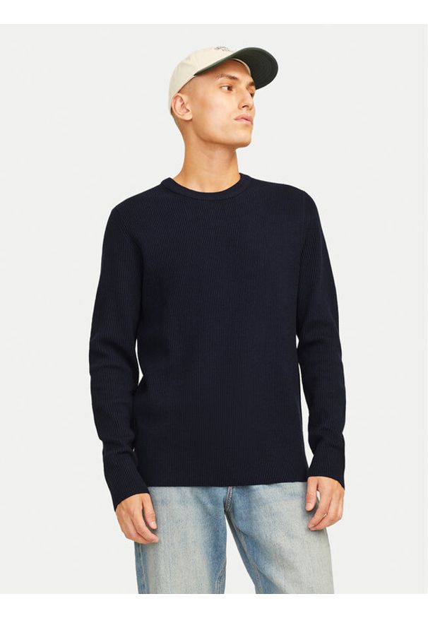 Jack & Jones - Jack&Jones Sweter Perfect 12257771 Granatowy Regular Fit. Kolor: niebieski. Materiał: bawełna