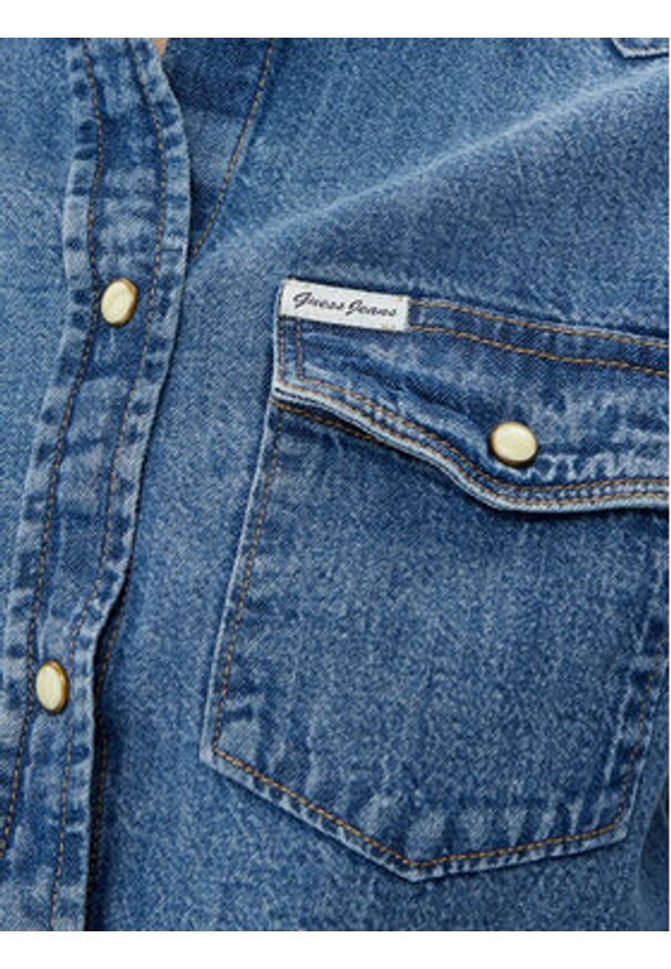 Guess Jeans Koszula W5RH35 D5M81 Niebieski Regular Fit. Kolor: niebieski. Materiał: bawełna