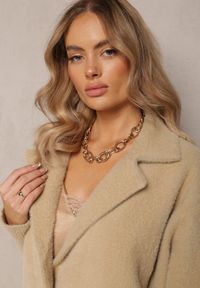 Renee - Beżowy Płaszcz z Bawełną Oversize Brumisia. Kolor: beżowy. Materiał: bawełna. Długość rękawa: długi rękaw. Długość: długie. Sezon: jesień, zima