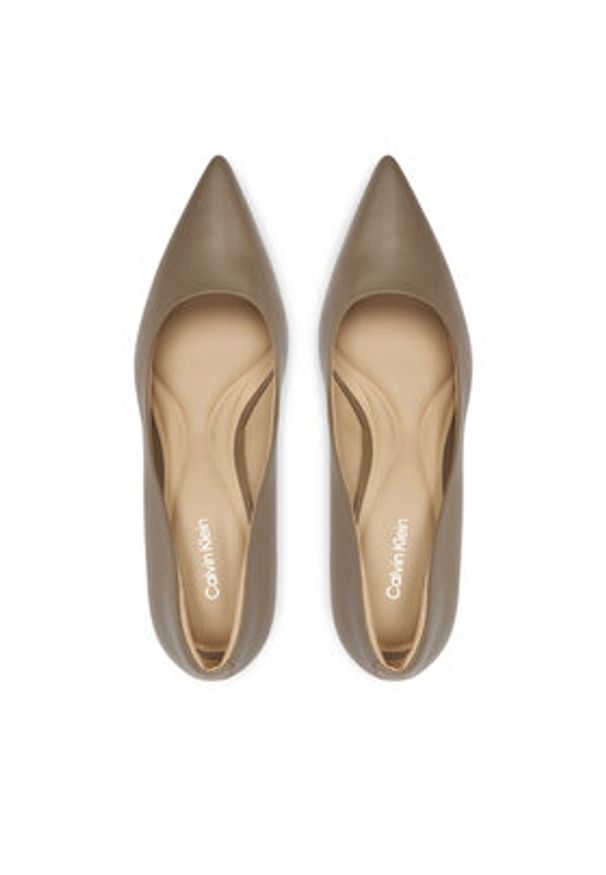 Calvin Klein Szpilki Ess Stiletto 70 HW0HW02607 Beżowy. Kolor: beżowy. Materiał: skóra. Obcas: na szpilce