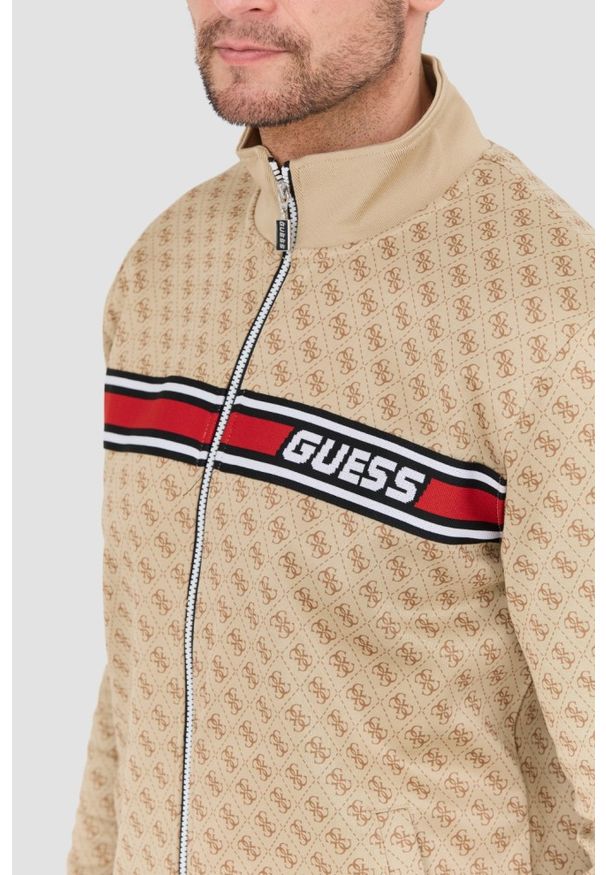 Guess - GUESS Beżowa męska bluza Korbin, Rozmiar M. Kolor: beżowy