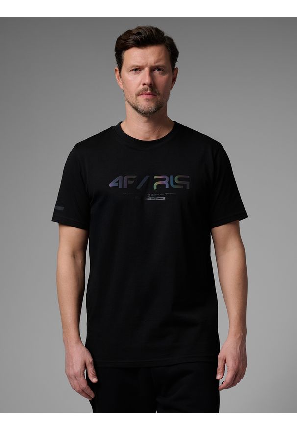4f - 4F T-shirt regular z nadrukiem męski 4F x Robert Lewandowski - czarny M. Okazja: na co dzień. Kolor: czarny. Materiał: materiał, bawełna. Wzór: nadruk. Styl: sportowy, casual