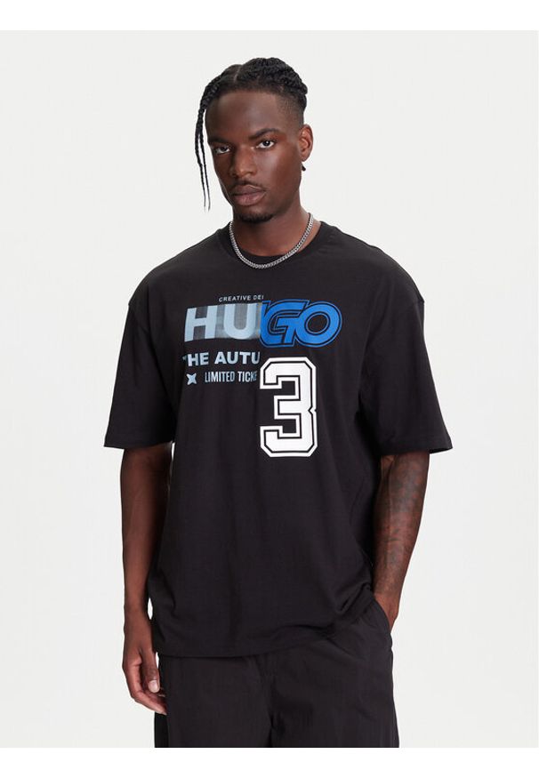 Hugo - HUGO T-Shirt Nesite 50544168 Czarny Loose Fit. Kolor: czarny. Materiał: bawełna