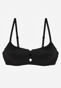 Renee - Czarny Biustonosz o Gładkim Wykończeniu z Imitacją Wiązania Azisene. Kolor: czarny. Materiał: koronka. Wzór: gładki #1