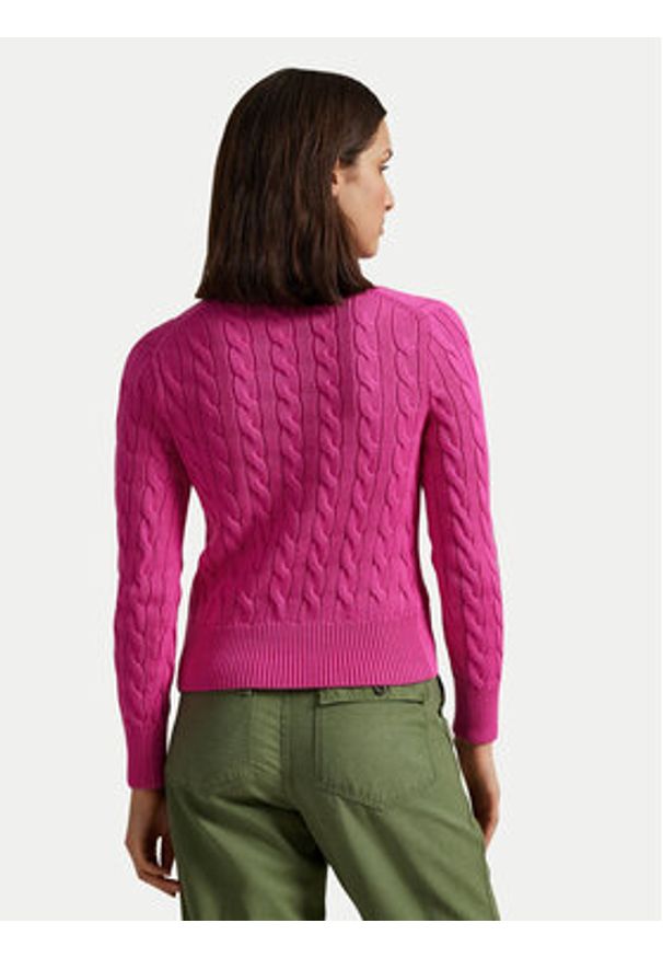 Polo Ralph Lauren Kardigan 211891643019 Różowy Slim Fit. Typ kołnierza: polo. Kolor: różowy. Materiał: bawełna