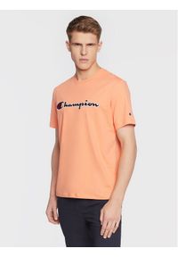 Champion T-Shirt Script Logo Embroidery 218007 Pomarańczowy Regular Fit. Kolor: pomarańczowy. Materiał: bawełna #1