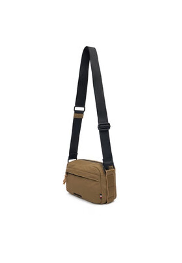 TOMMY HILFIGER - Tommy Hilfiger Saszetka Th Colour Ew Reporter AM0AM13219 Khaki. Kolor: brązowy. Materiał: skóra