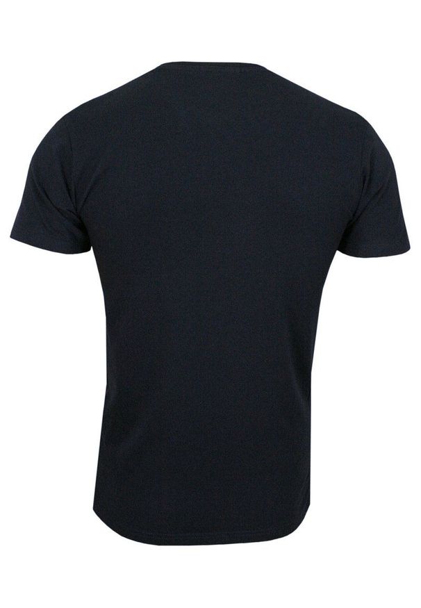 Granatowy Jednokolorowy T-shirt Męski, Krótki Rękaw -Just Yuppi- Koszulka, BASIC, w Serek, V-neck. Okazja: na co dzień. Typ kołnierza: dekolt w serek. Kolor: niebieski. Materiał: bawełna, elastan. Długość rękawa: krótki rękaw. Długość: krótkie. Styl: casual