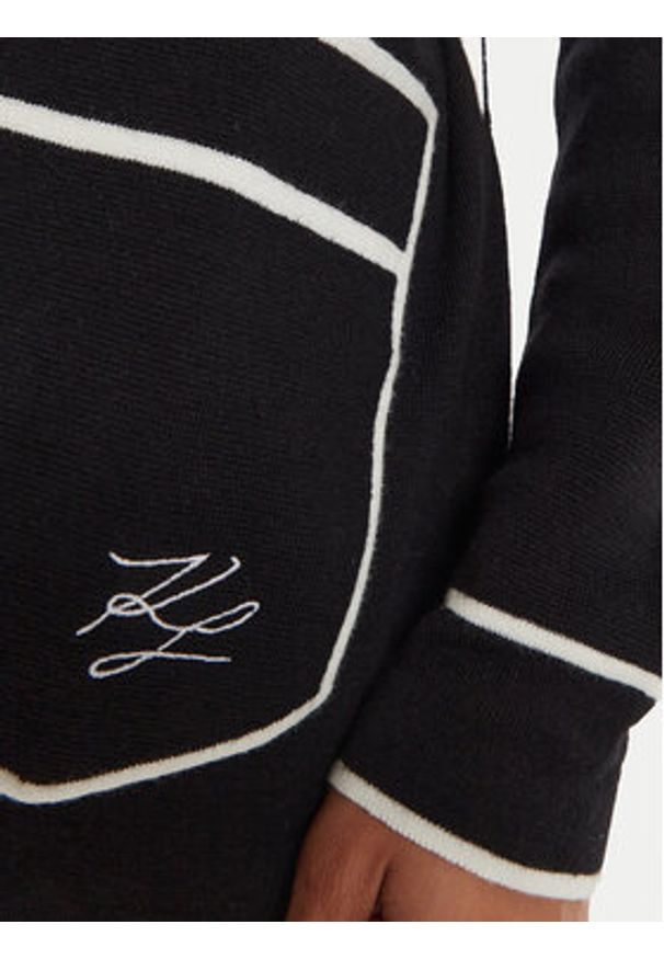 Karl Lagerfeld - KARL LAGERFELD Kardigan 240W2020 Czarny Regular Fit. Typ kołnierza: dekolt w karo. Kolor: czarny. Materiał: bawełna