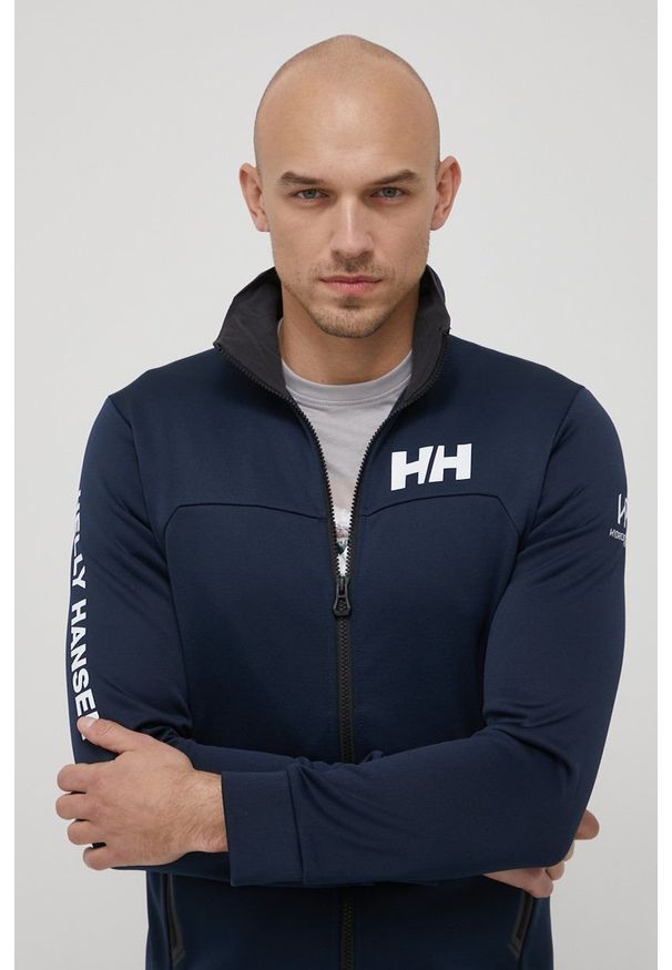 Helly Hansen bluza sportowa męska kolor granatowy z nadrukiem. Kolor: niebieski. Materiał: polar, materiał. Wzór: nadruk. Styl: sportowy