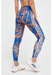adidas Performance legginsy treningowe Farm kolor niebieski wzorzyste. Kolor: niebieski. Materiał: skóra, materiał. Sport: fitness #1